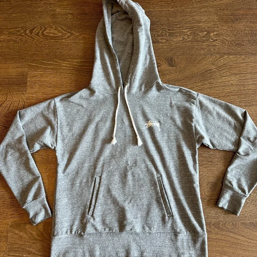 Vintage Stussy Gray Hoodie with Surf Back Graphic - Size S - Picture 2 of 9